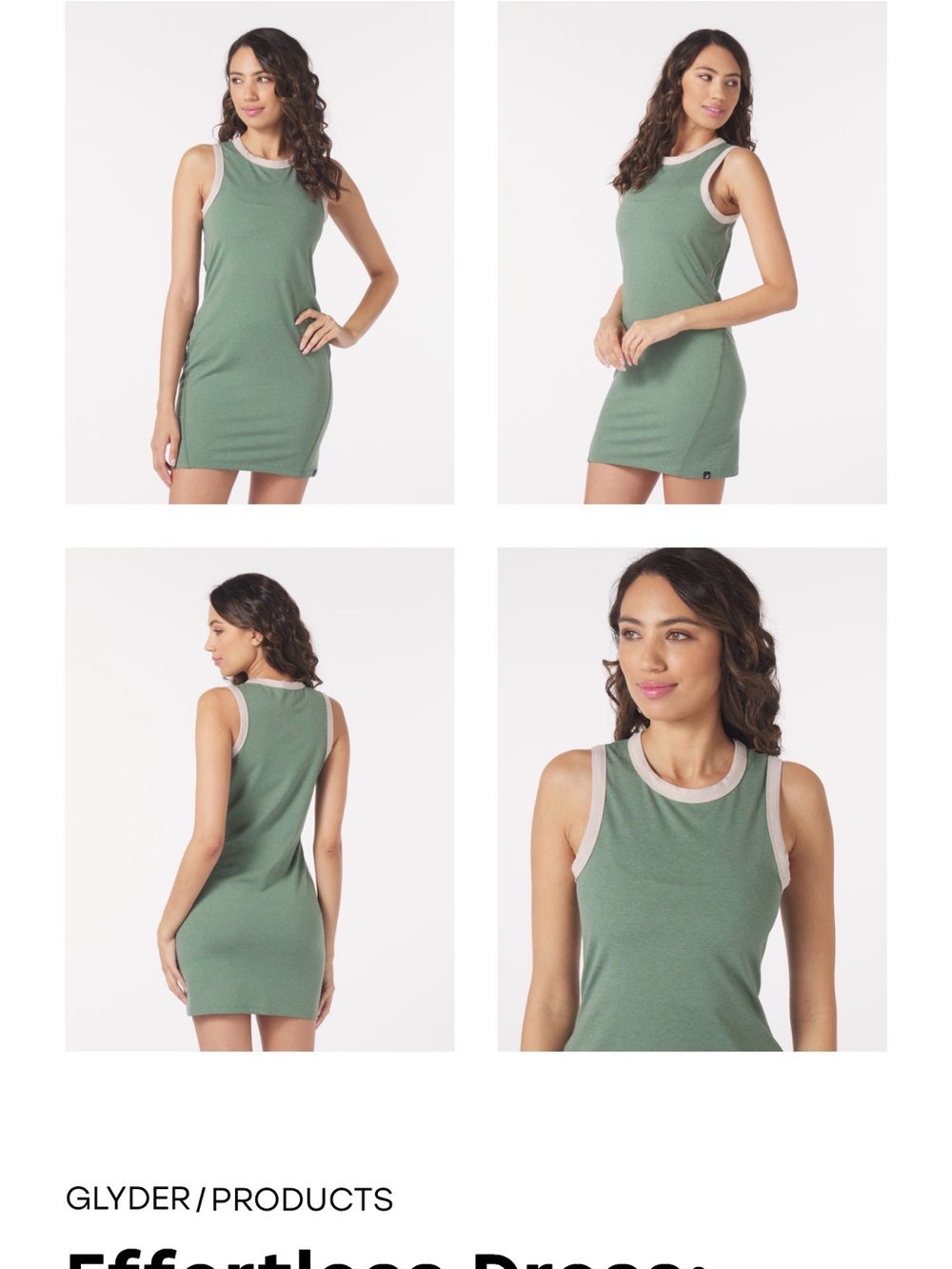 Glyder Sage Green Ribbed Tank Dress with Cream Trim
